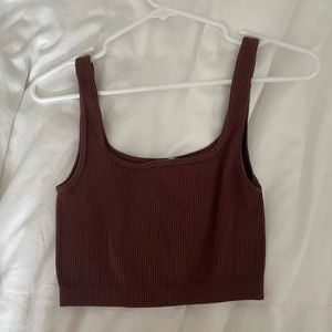 Zara Ribbed Seamless Tank Brown